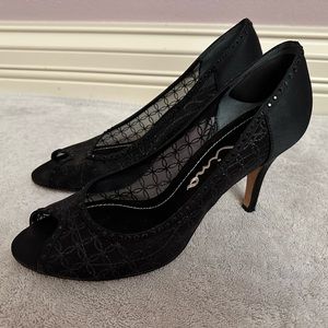 Nina Black Sparkle & Mesh Evening Wear Heels